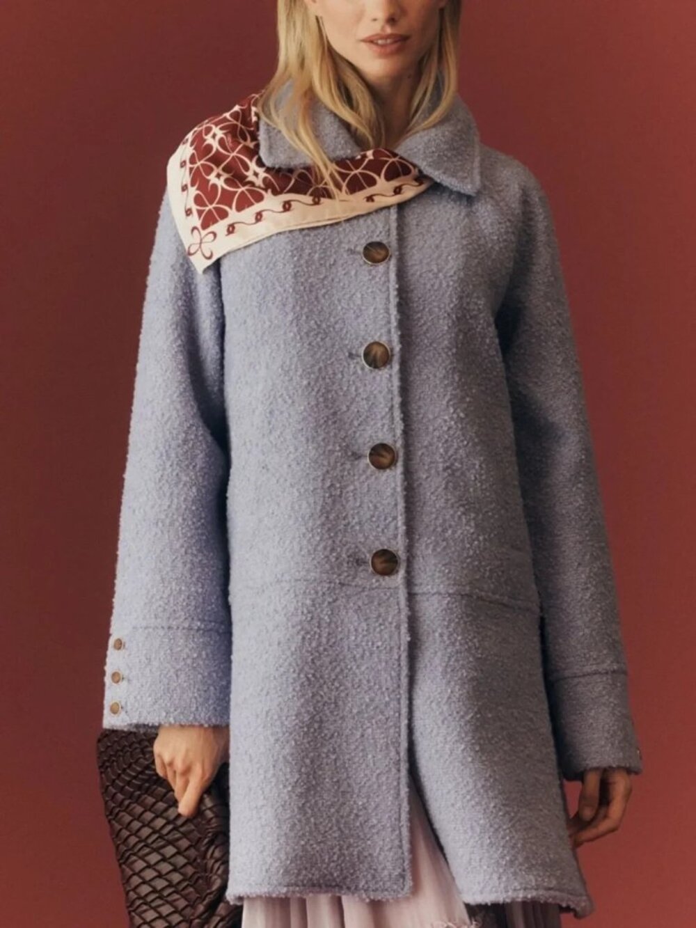 NWT Anthropologie Maeve ~Lavender Boucle Wool Blend Dropped Waist Coat ~ S ~$198